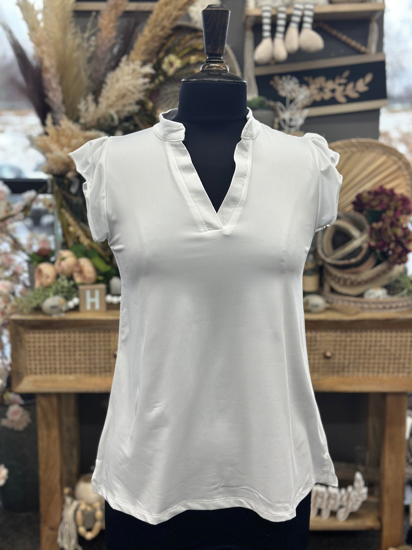 Light Weight Short Sleeve V-Neck Top