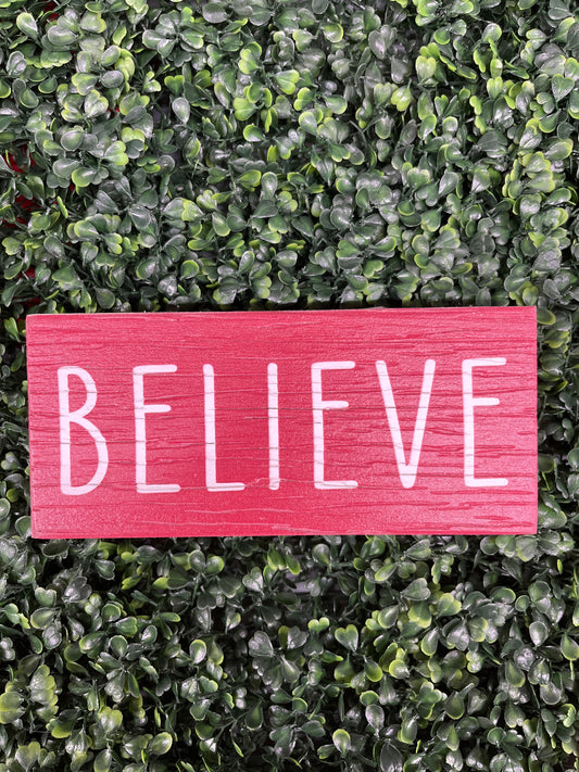 Red Wooden Believe Block