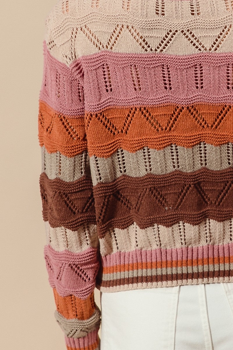 Multi Color Wavy Stripe Sweater Top