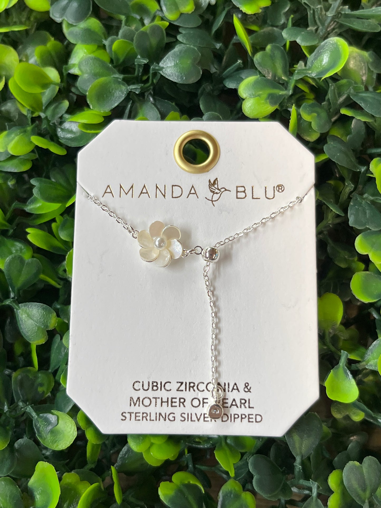 Silver Fan Flower Mother Of Pearl Necklace