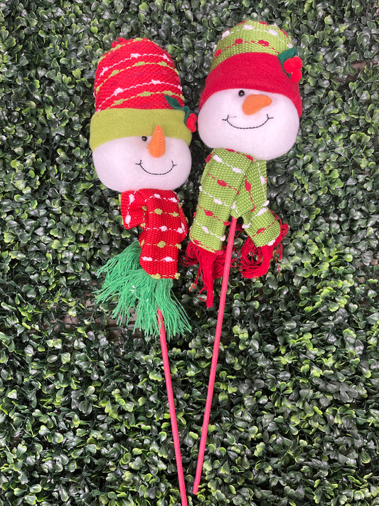 Plush Snowman Head Pick