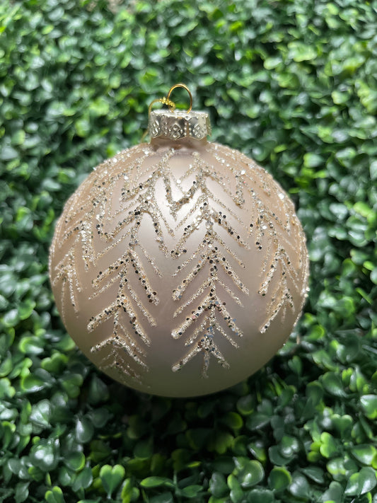 Glass Champagne Ornament With Glitter