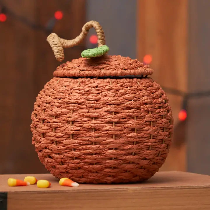 Fall/Harvest Pumpkin Shaped Handwoven Basket