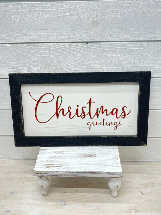 Christmas Greetings Black Framed Sign