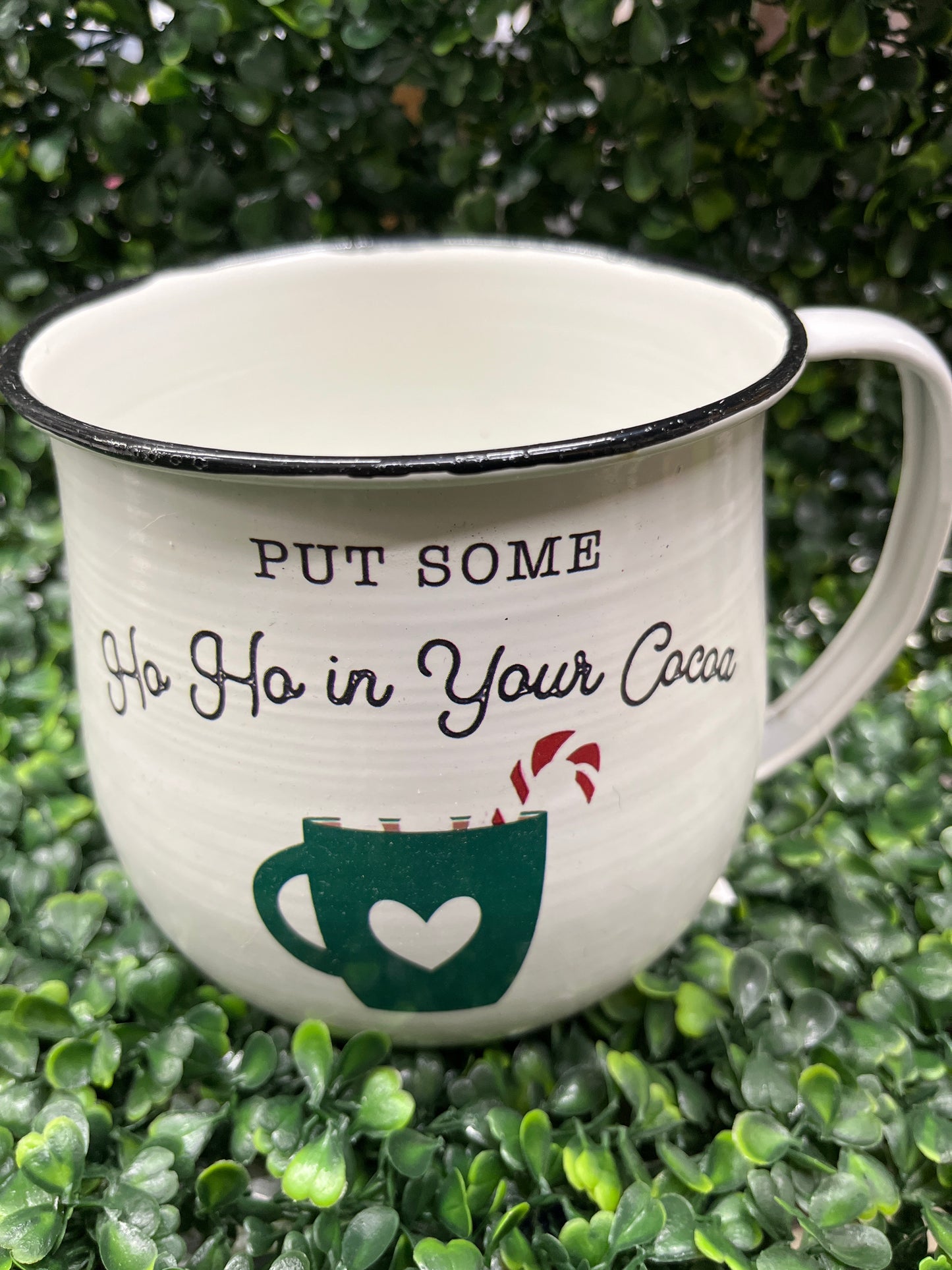 Large Metal Enamel Cocoa Mug