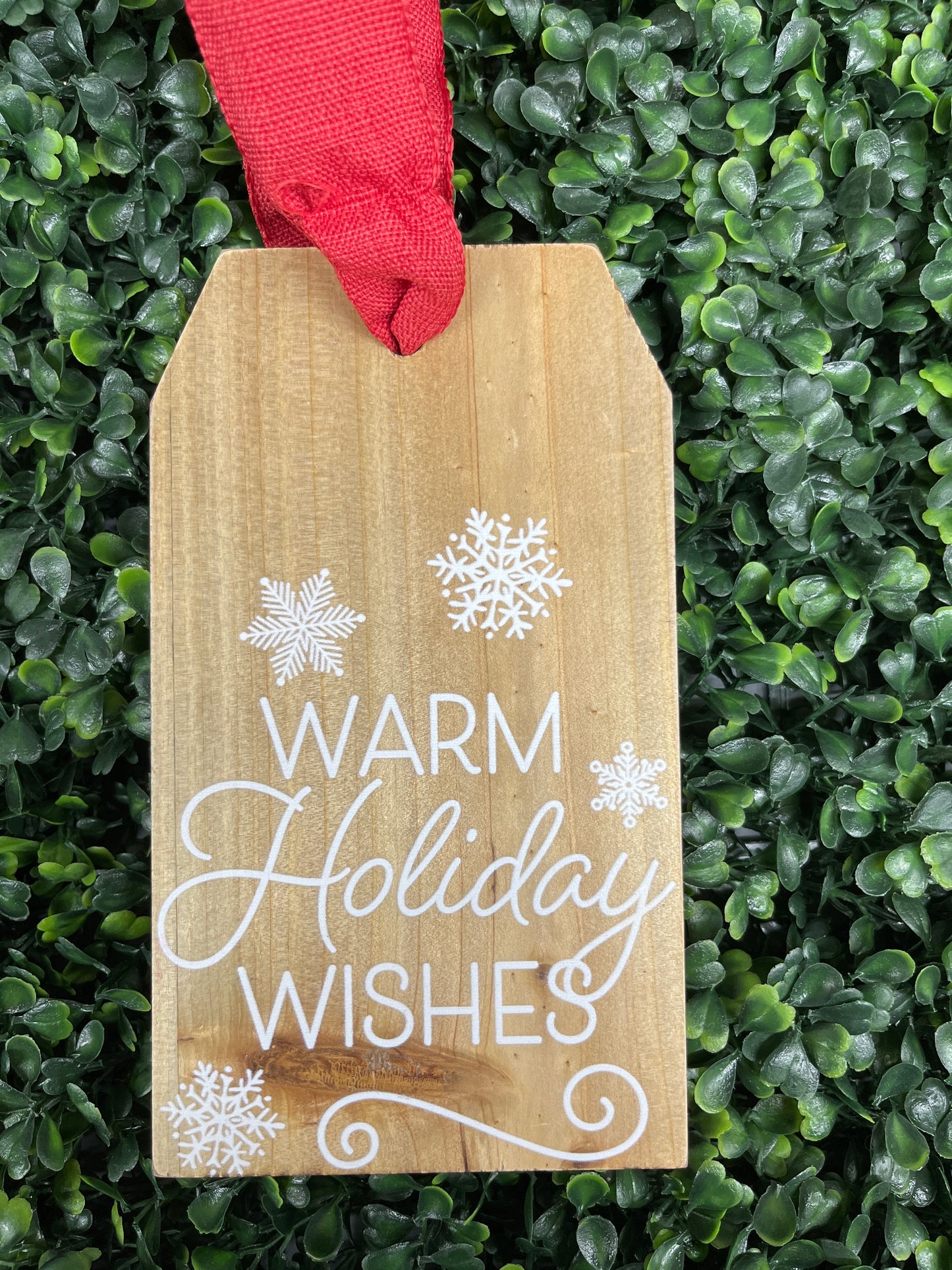 Wooden Gift Tag Ornament With Bow