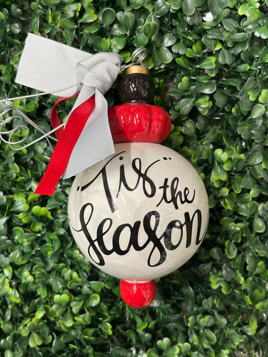 Ceramic Tis The Season/Merry & Bright Ball Ornament
