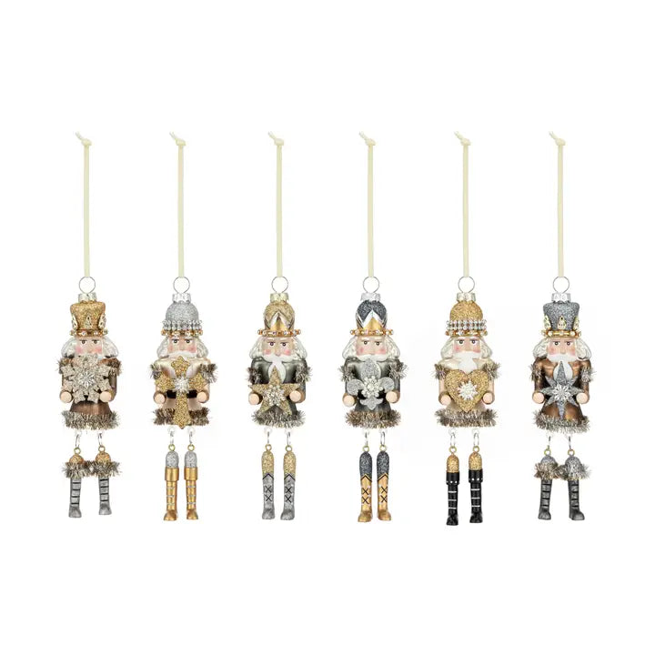 Nutcracker Mini Sparkle Blown Glass Ornaments