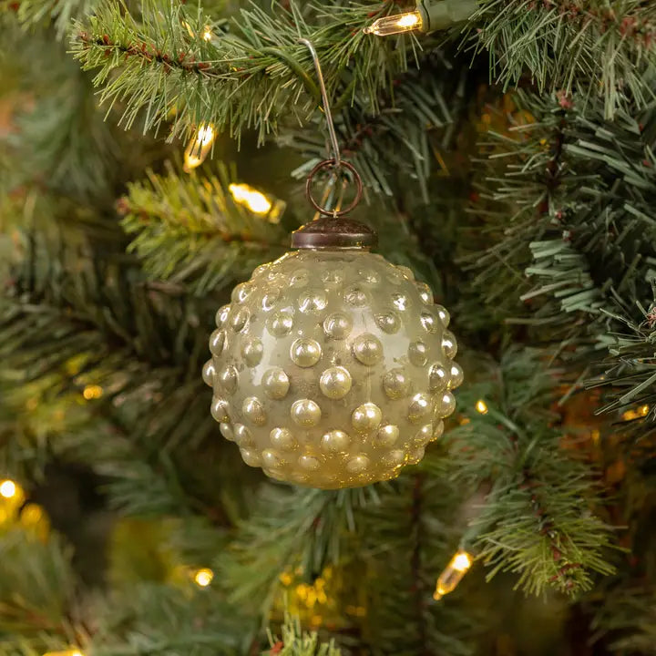 3" White Hobnail Kugel Ornament