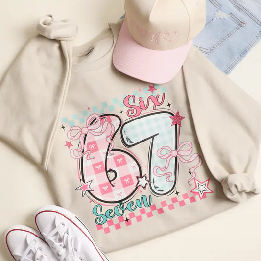 Checker Six Seven Heavyweight Sweatshirt-Sand