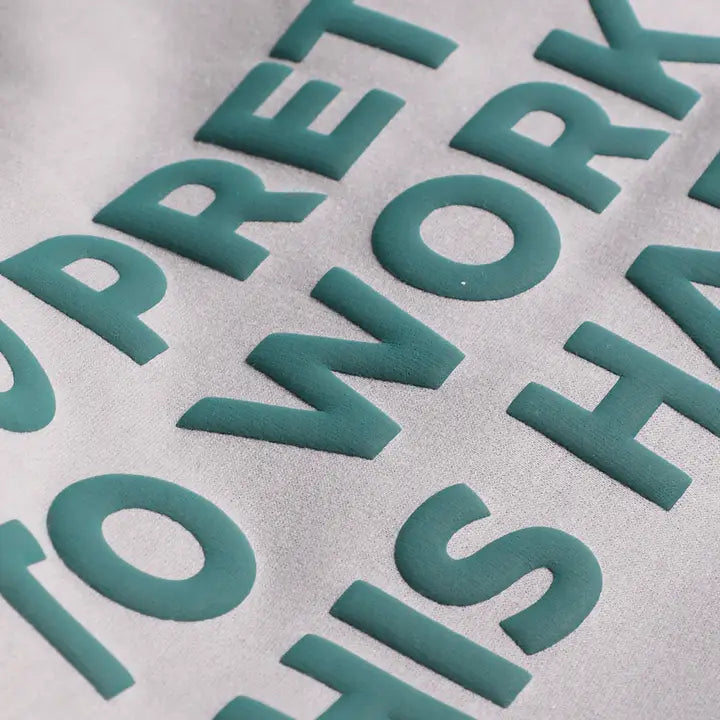 Too Pretty To Work This Hard Grey Puff Sweatshirt