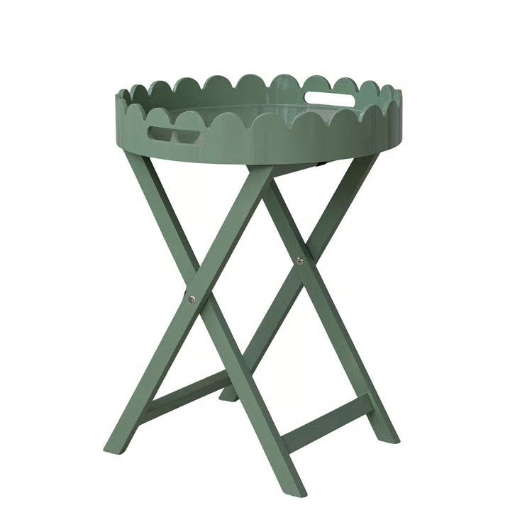 Hazel Mazel Acacia Wood Folding Scalloped Tray Table