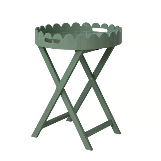 Hazel Mazel Acacia Wood Folding Scalloped Tray Table