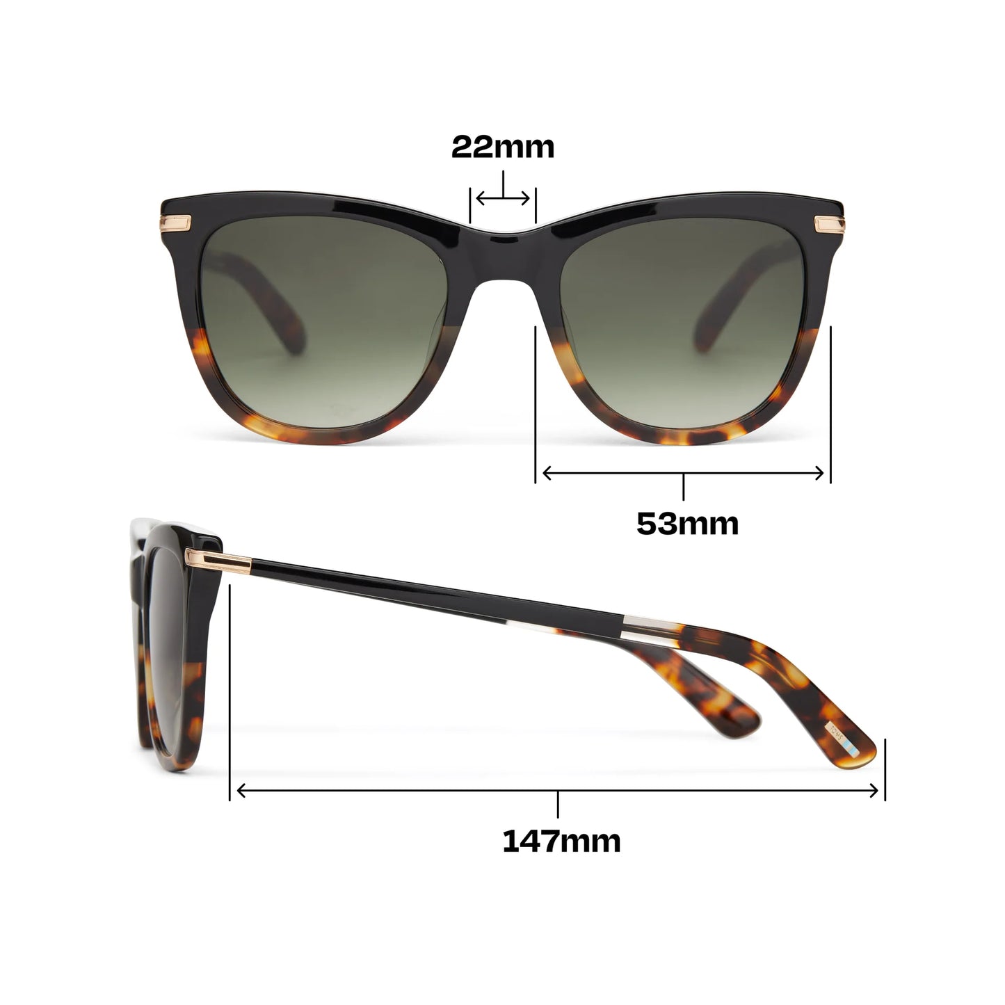 TOMS Victoria Sunglasses- Black Tortoise Fade/Shiny Gold
