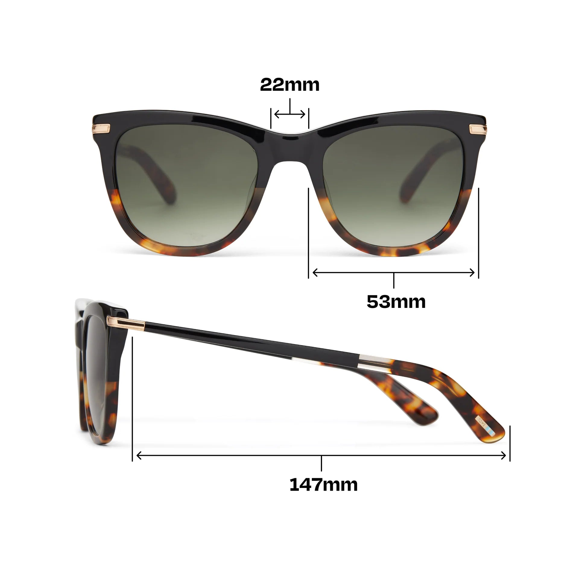 TOMS Victoria Sunglasses- Black Tortoise Fade/Shiny Gold