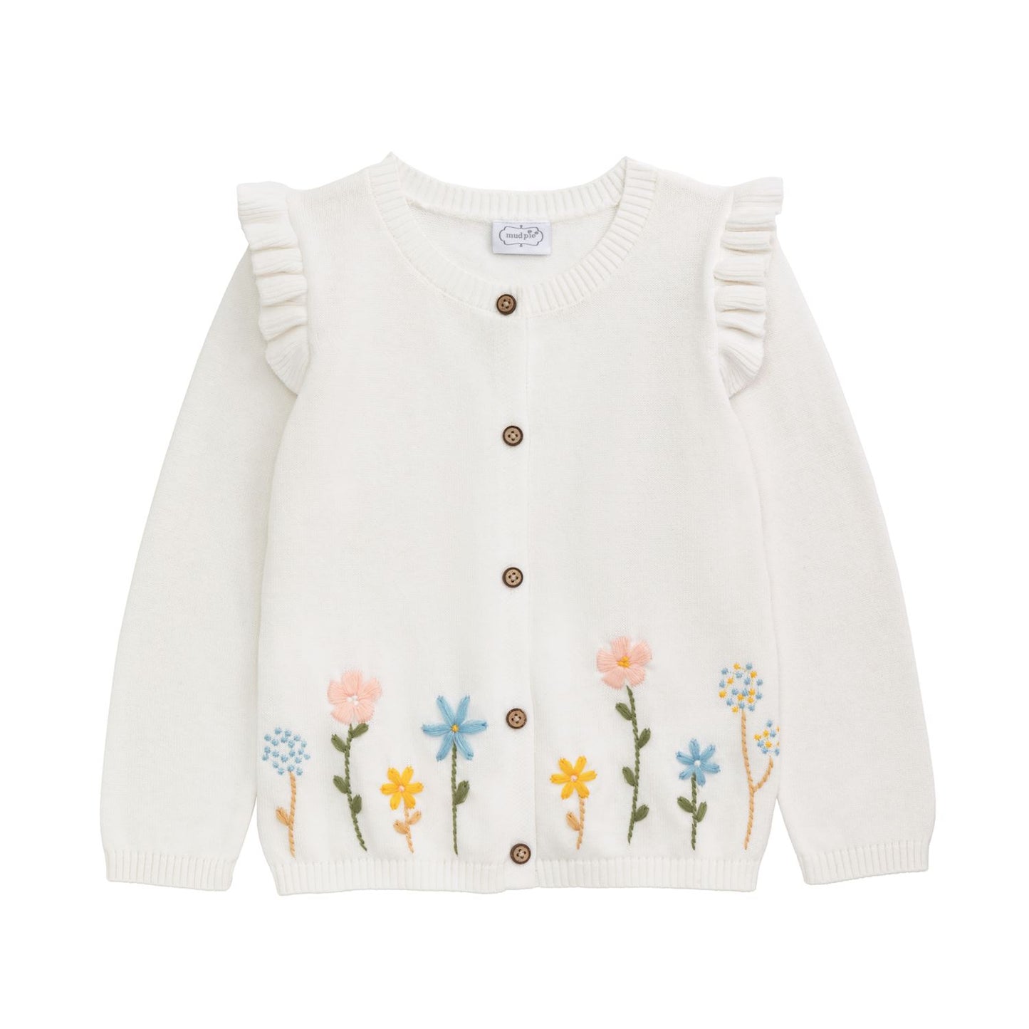 Mud Pie Ivory Floral Cardigan