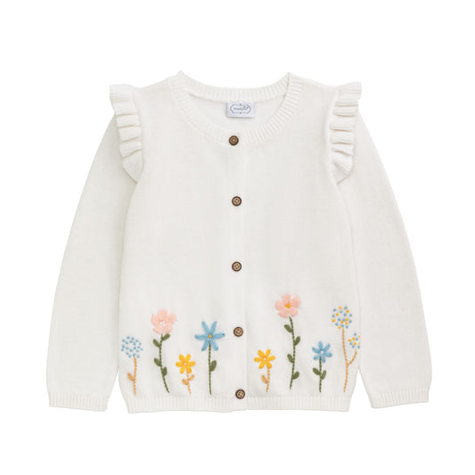 Mud Pie Ivory Floral Cardigan
