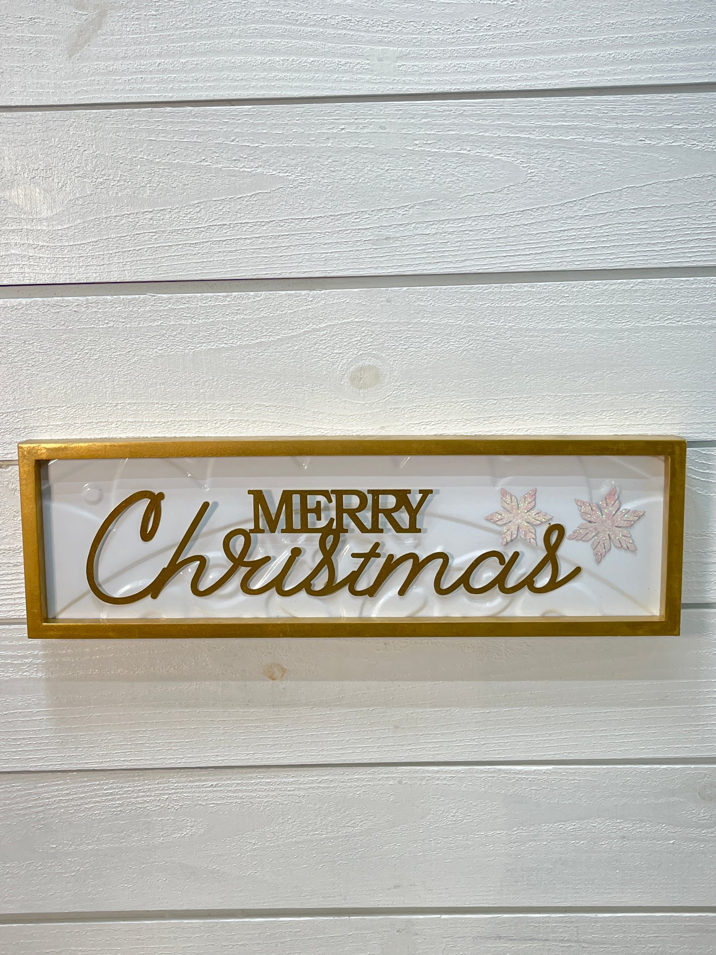 Gold Framed White Metal Sign