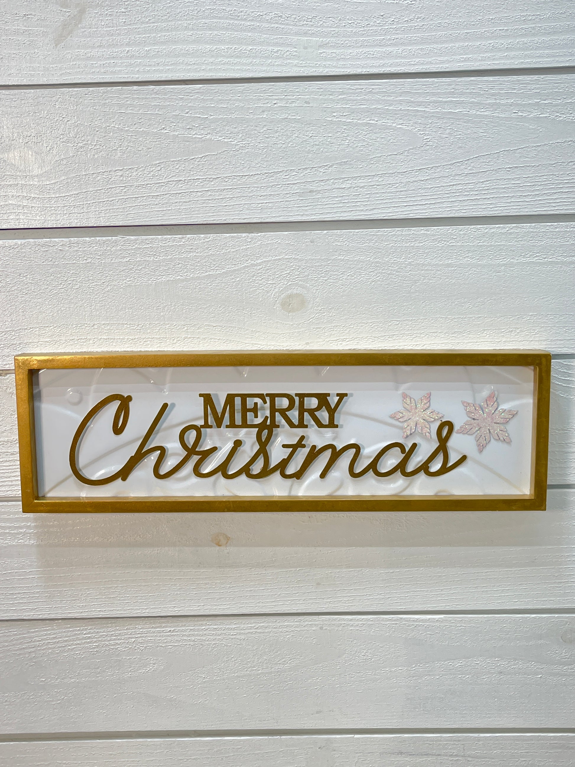 Gold Framed White Metal Sign