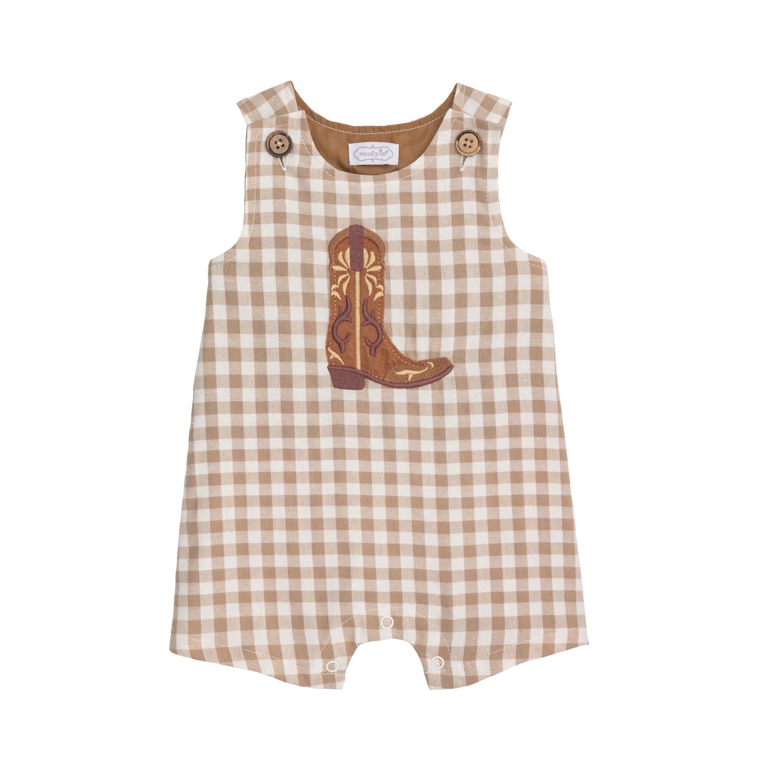 Mud Pie Boot Gingham Jon Jon 3-6 Months