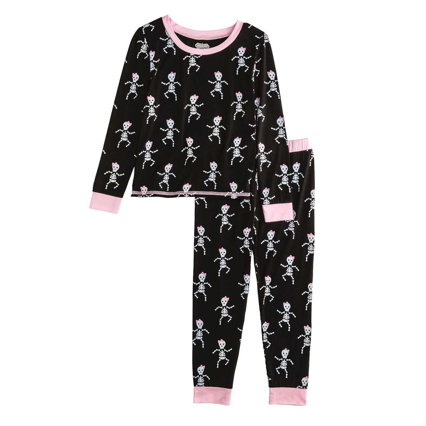 Mud Pie 2 Piece Halloween Glow In The Dark Pajama Set