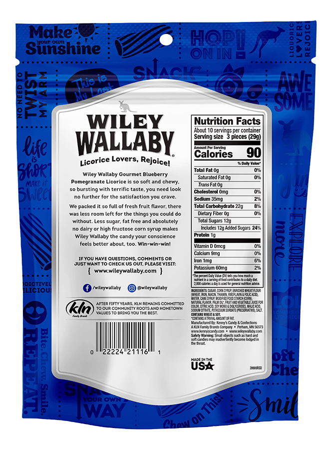 Wiley Wallaby Soft & Chewy Gourmet Licorice- Blueberry Pomegranate