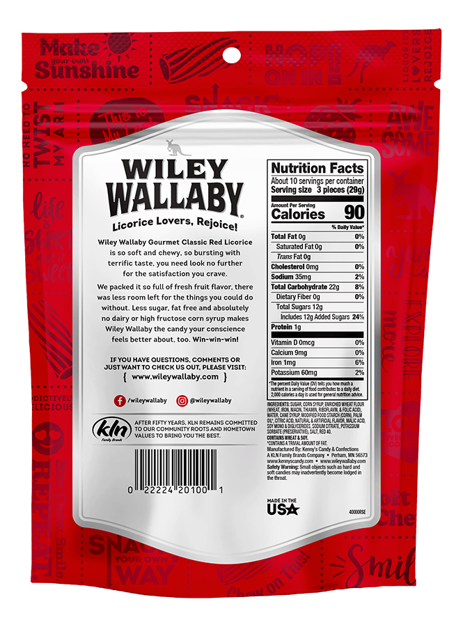 Wiley Wallaby Soft & Chewy Gourmet Licorice- Classic Red