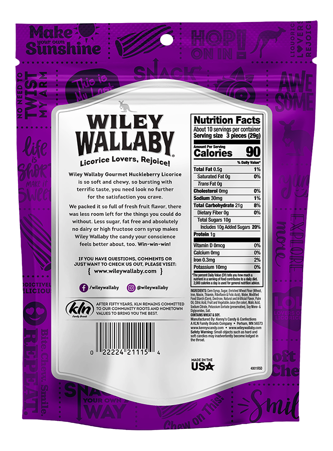 Wiley Wallaby Soft & Chewy Gourmet Licorice- Huckleberry