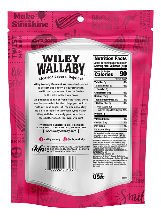 Wiley Wallaby Soft & Chewy Gourmet Licorice- Watermelon