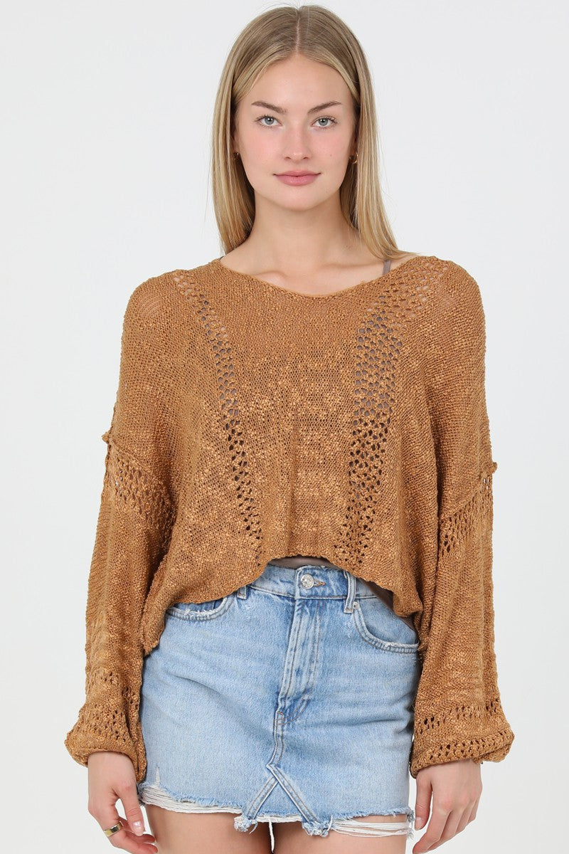Light Weight V Neck Crop Length Sweater