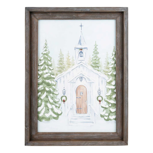 Christmas Church Large Framed Canvas