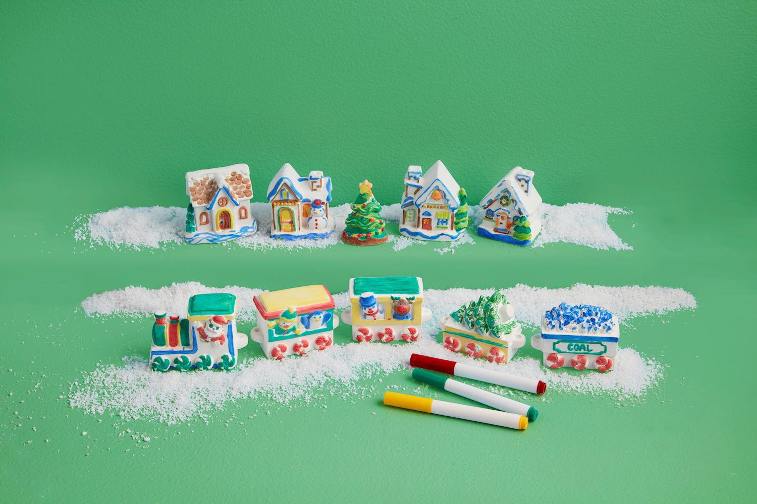 Mud Pie Christmas Color-Me Train & Village Sets