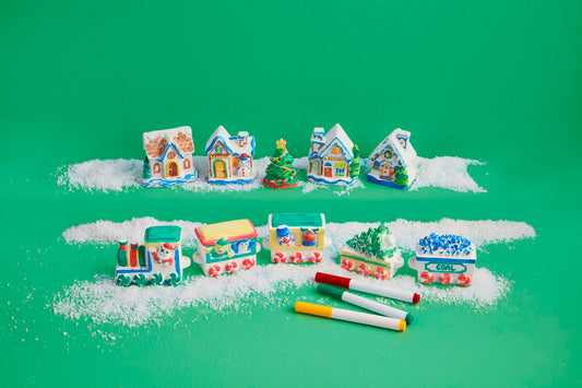 Mud Pie Christmas Color-Me Train & Village Sets
