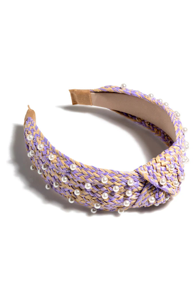 Lilac and Pearl Embellished Knotted Headband