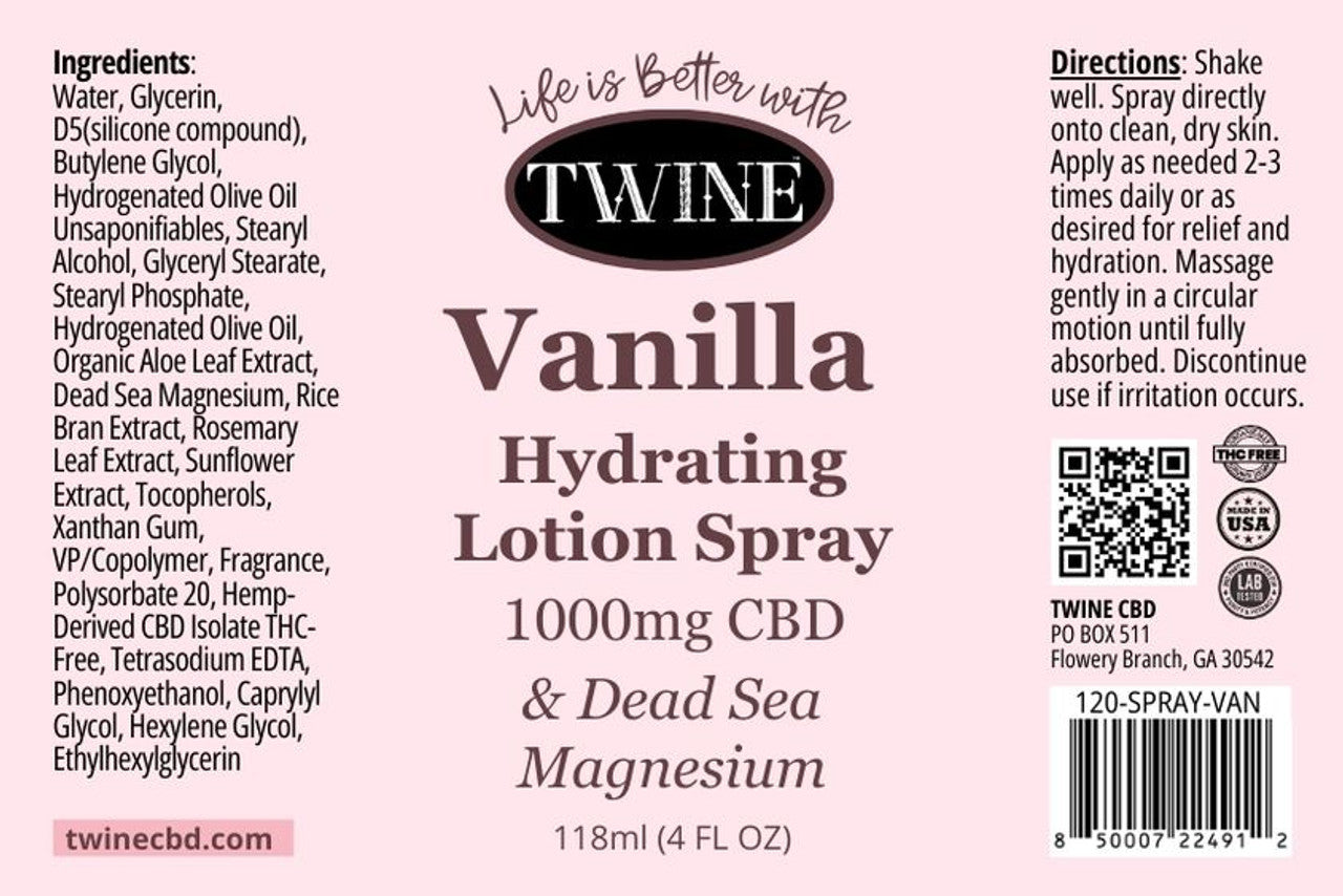 Twine CBD Topical Body Spray with Dead Sea Magnesium – 1000mg