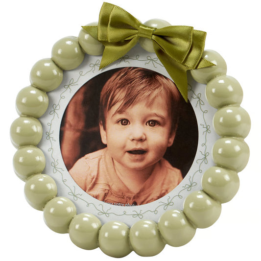 Green Beaded Round Photo Frame