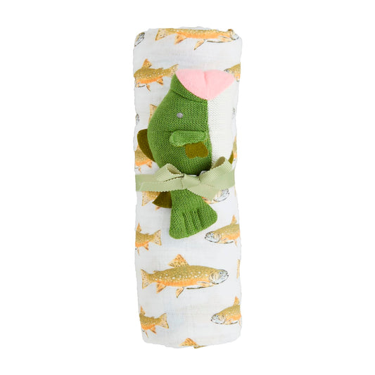 Mud Pie Swaddle & Rattle Set