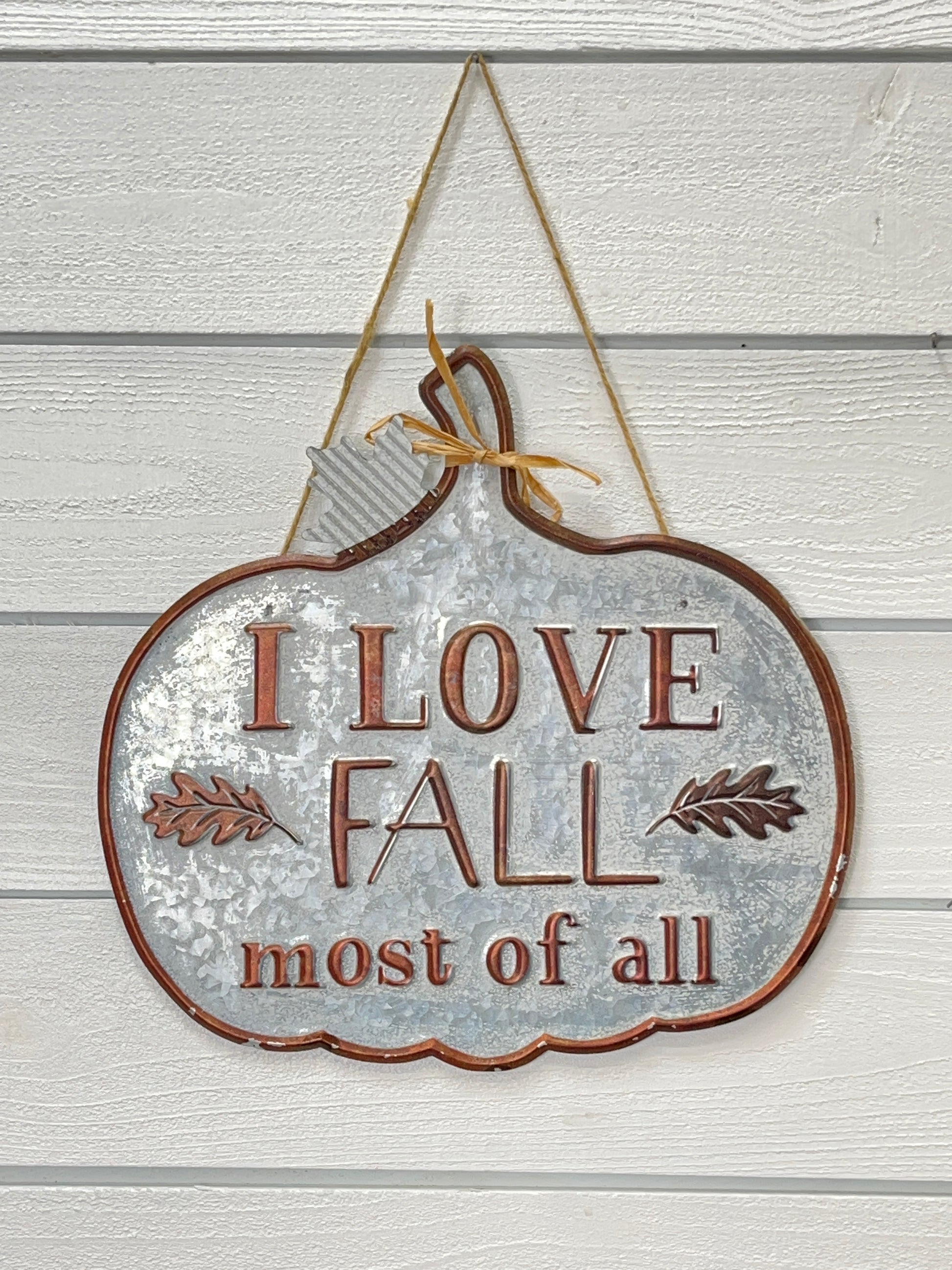 Punched Tin Fall Harvest On Rope Hanger