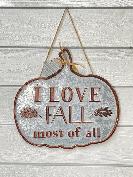 Punched Tin Fall Harvest On Rope Hanger