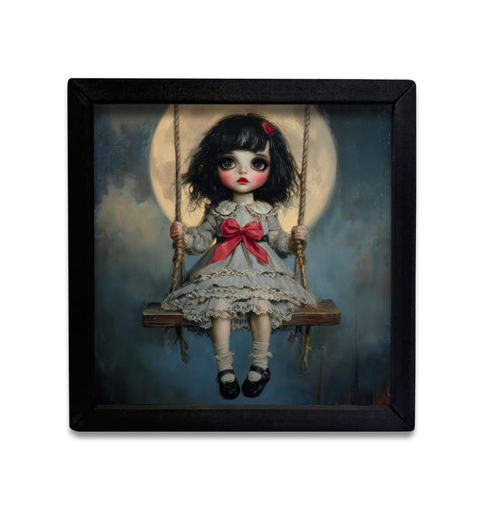 Halloween Doll On Swing Box Frame- 12x12