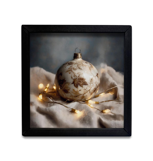 Golden Antique Lighted Ornament Box Frame- 12x12