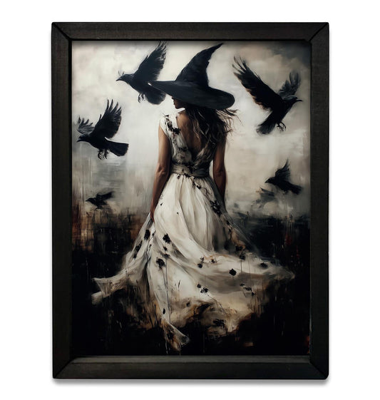 Romantic Witch With Ravens Box Frame- 18x24