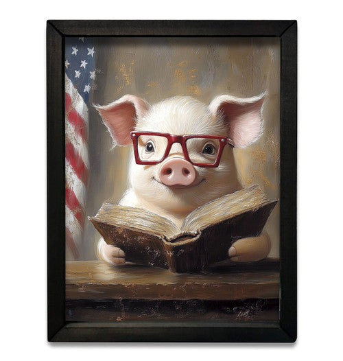 Patriotic Presidential Pig Box Frame- 12x16