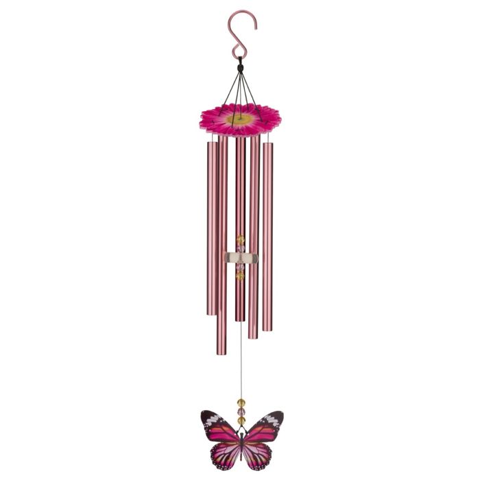 Pink Butterfly Wind Chime- 32"