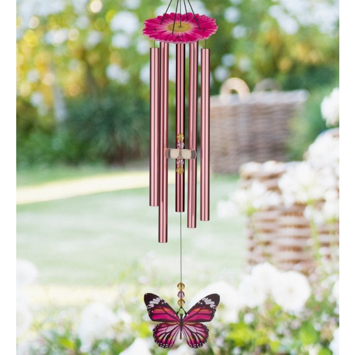 Pink Butterfly Wind Chime- 32"