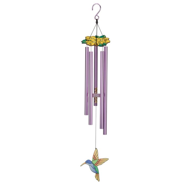 Floral Bird Wind Chime 32" - Purple Coronet
