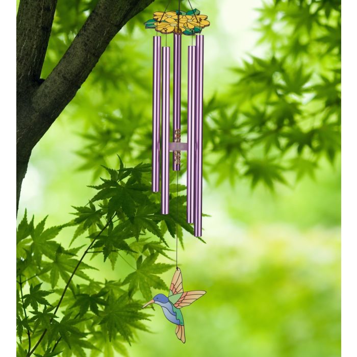 Floral Bird Wind Chime 32" - Purple Coronet