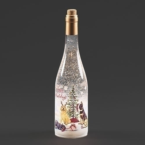 Happy Howlidays Lighted Swirl Wine Bottle