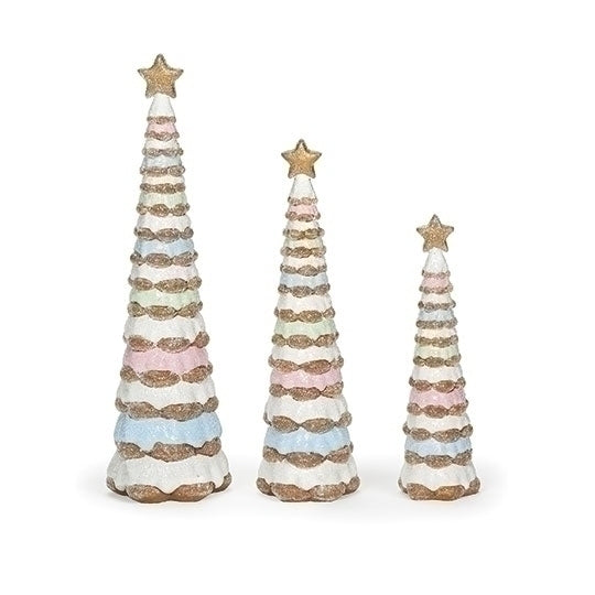 Pastel Frosted Christmas Tree Set