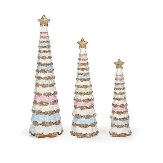 Pastel Frosted Christmas Tree Set